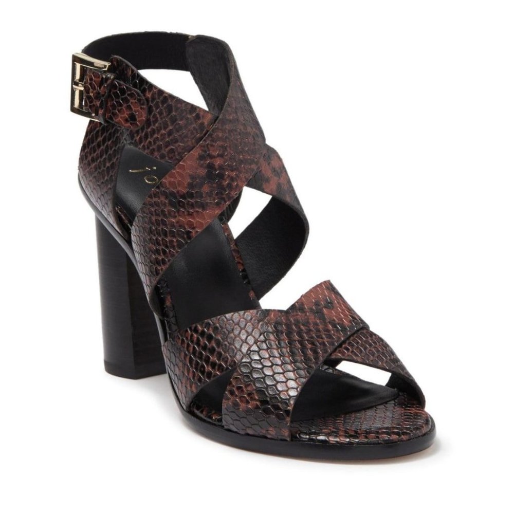 Joie Avery Snakeskin 4" Block Heel Sandal - Size 38-1/2 - NEVER WORN